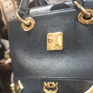 MCM Black Mini Bag with Gold Hardware